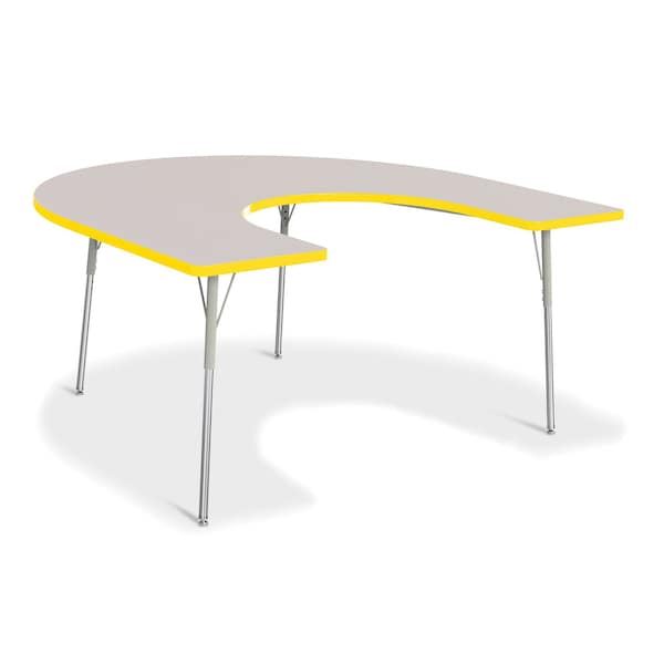 Berries Horseshoe Activity Table, 66 in. x 60 in., A-height, Freckled Gray/Yellow/Gray